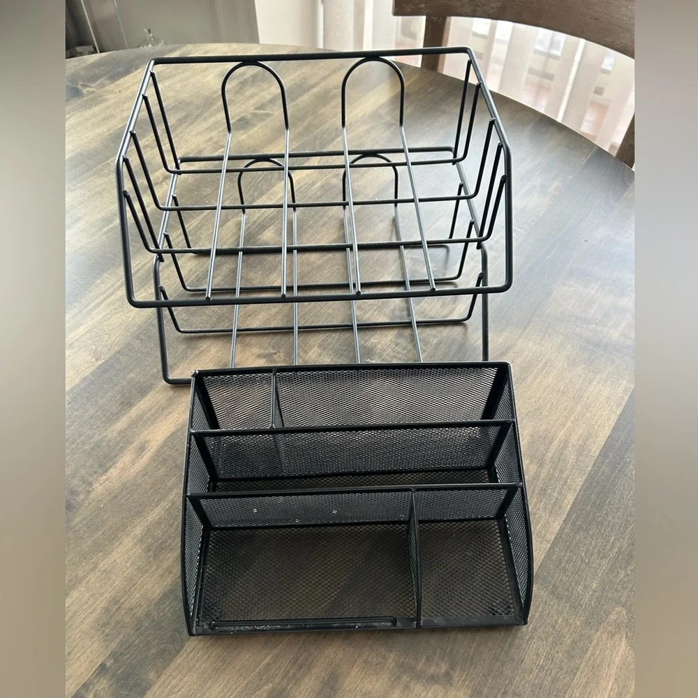 Black Metal Desk Organizer Set